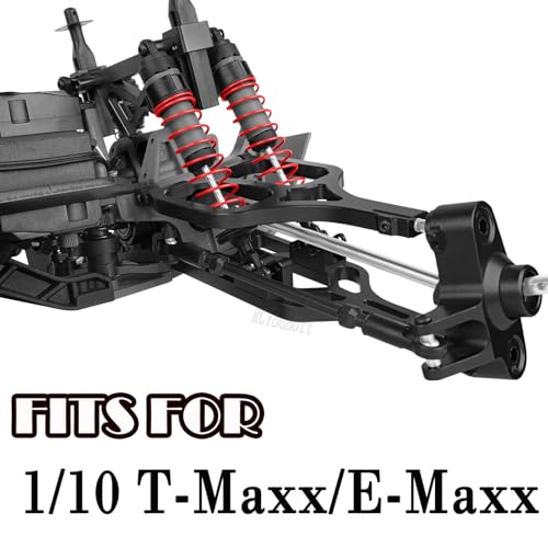 RC Alloy Suspension Arms&Steering Block Knuckle Arm&Shock Tower&Drive Shaft Axles&Push Rod Links&Steering Bellcranks Upgrades Part for 1/10 T-Maxx/E-Maxx,Driveshafts Hops Up,Black - color: Black - (Upgrades)