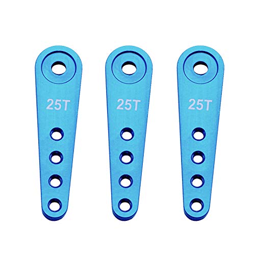 3Pack Vgoohobby 25T Aluminum Alloy Servo Horn Extension Steering Arm 37mm Compatible with Futaba Savox Power HD HSP Himoto MG995 MG996 Servos 1/10 Redcat TRX-4 Axial SCX10 RC Car (Blue)