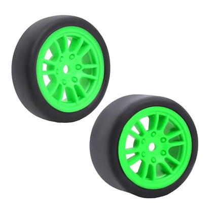 Pre-Mounted On-Road Drift Racing Wheel Tire Set Direct Pin Mount for 1/24 LOSI Micro-B WLtoys 244016-4PCS Rims Hub with Tires (Green) - color: Green