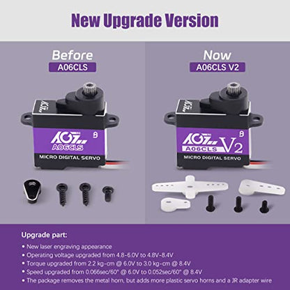 AGFRC 0.052Sec High-Speed RC Micro Servo for Mini-Z Cars (A06CLS V2) | 6g Ultra-Light, 3KG Torque, Purple, Programmable, Digital Coreless Motor, Full Metal Gear, Ideal for 1/24-1/28 RC Cars - style: A06CLS V2 Purple