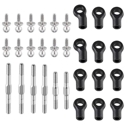 RC Car Parts Compatible with LOSI Micro-B 1/24 RC Car Upgrade Parts Stainless Steel Adjustable Linkage Link Rod Set with Ball End