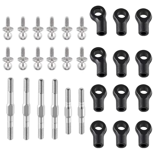 RC car Components Compatible with LOSI Micro-B 1/24 RC Car Upgrade Parts Stainless Steel Adjustable Linkage Link Rod Set with Ball End
