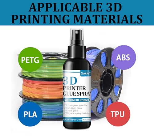 3D Printer Adhesive Glue Spray 200ml, High Tack, Anti-Warp for PLA ABS PETG | No residue, easy removal. 3D printing accessories for all build plates & heated beds. Perfect adhesion for TPU, ASA & more.