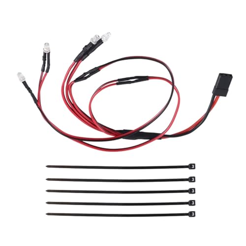 RC Front Rear Lamp Group Compatible with TRX4M 1/18 RC Crawler Car Upgrade Parts 4 Lamp Beads 3mm Red White Headlights & Taillights Lights Kit RC Car Lamp