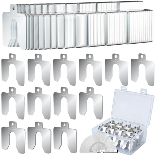 156 Pcs Size B 3" x 3" Stainless Steel Slotted Shims Kit, Metal Shim Stock for Leveling, Precision Shims Assortment with Feeler Gauge and Storage Box, Shim Kit for Furniture, Machinist, Motor Shop - size: Size B 3"x3" 156P 13T