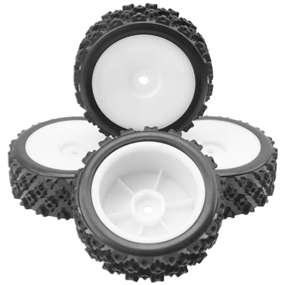 ShareGoo 72mm RC 1/10 On Road Rubber Tires & Wheel Rims 12mm Hex Compatible with Tamiya TT01 Kyosho Fazer Mk2 Traxxas 4Tec 2.0 HSP HPI 1/10 RC On Road Racing & Touring Car (White) - color: White