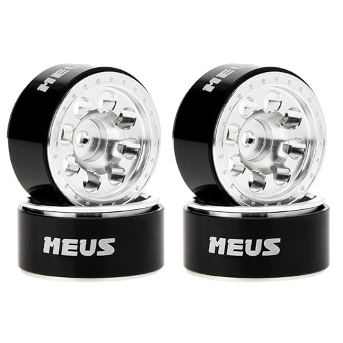 MEUS RACING 0.7 Beadlock Wheels Rims Deep-Dish Wheel for Axial SCX30 1/30 RC Crawler Upgrades (Type D, Silver) - color: Type D, Silver