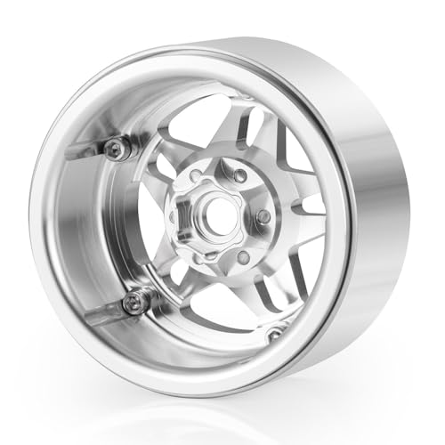 4PCS Aluminum 2.2 Beadlock Wheels Rims Hub for 1/10th RC Crawler Car Wraith RR10 RBX10 SCX10 II III TRX4 D90 D110 (Silver) - color: Silver