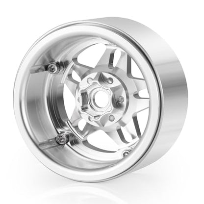4PCS Aluminum 2.2 Beadlock Wheels Rims Hub for 1/10th RC Crawler Car Wraith RR10 RBX10 SCX10 II III TRX4 D90 D110 (Silver) - color: Silver