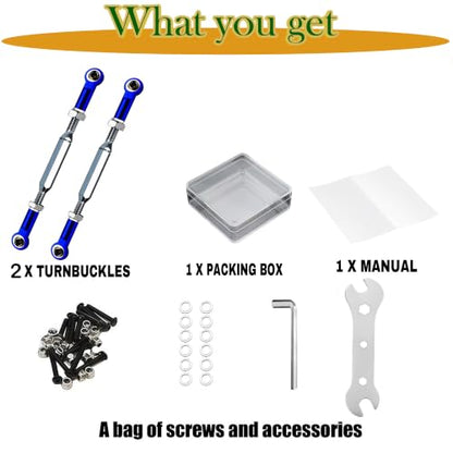 RC Suspension Links Compatible with Traxxas Slash Rustler Stampede Hoss 1/10 Scale, Adjustable Stainless Steel Turnbuckle Links Set with CNC Machined Rod Ends, 2PCS Upgrade Steering Links,Dark Blue - color: Stainless Steel & Dark Blue