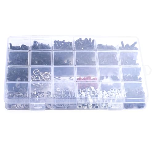 1000pcs Universal RC Screw Kit Screws Assortment Set 304 Stainless Steel Hardware Fasteners for SCX10 TRX4 All Series RC Cars Trucks Crawler, RC Screw Kit, Car Body Clips Pins