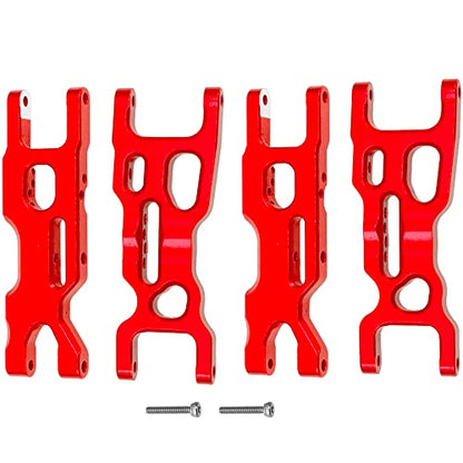 Metal Front & Rear Suspension Arms A-Arms Set Compatible with Losi 1/18 Mini-T 2.0 2WD Stadium RC Truck Hop-Up Parts (Red) - color: Red