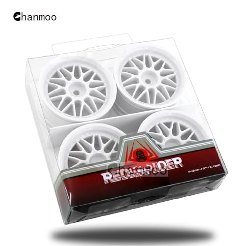 1/10 RC On Road Wheels Hubs 12mm Hex Hard Plastic Drift Rims for 1:10 Scale Rally Racing Car Tires Tamiya TT01 TT02 XV01 A959 PTG2 144001 HPI KYOSHO HSP PTG2 Touring Street Tyres 4PCS (White) - color: White