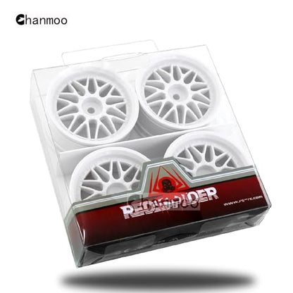 1/10 RC On Road Wheels Hubs 12mm Hex Hard Plastic Drift Rims for 1:10 Scale Rally Racing Car Tires Tamiya TT01 TT02 XV01 A959 PTG2 144001 HPI KYOSHO HSP PTG2 Touring Street Tyres 4PCS (White) - color: White