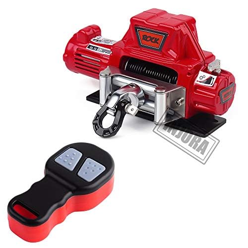 INJORA Metal Automatic Winch Wireless RC System for 1/10 RC Crawler (Red) - color: Red