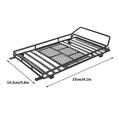 RC Crawler Roof Rack, Heavy Duty Metal with Bright LED Lights, Luggage Carrier for 1/10 Scale for RC Enthusiasts Off-Road Adventures