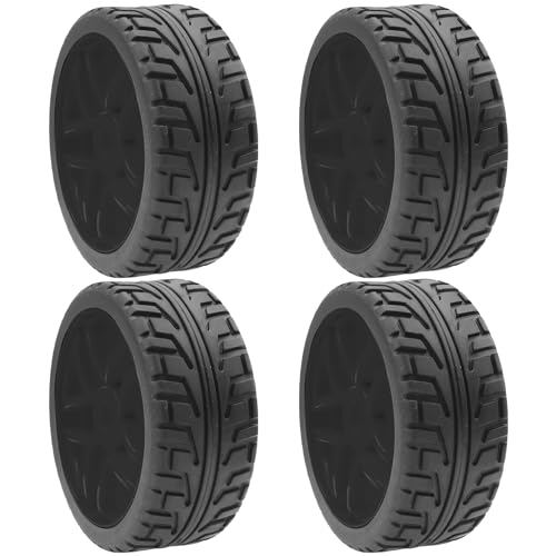 ShareGoo OD 4.09" Rubber 1/8 RC Buggy Tires and 17mm Hex Wheels Rim Compatible with Arrma Typhon Kyosho Losi VRX Redcat HSP HPI 1/8 Scale RC Off Road Buggy (Black) - color: Black