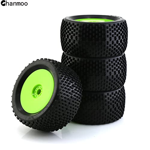 1/8 RC Off Road Racing Truck Tires And Wheels 17mm Hex Rubber Buggy Tyres OD 140mm For 1:8 Scale Monster Truck Car Arrma Typhon 6S Talion 4WD HPI HSP BAZOOKA CAMPER Kyosho TRAXXAS 4PCS (Green) - color: Green