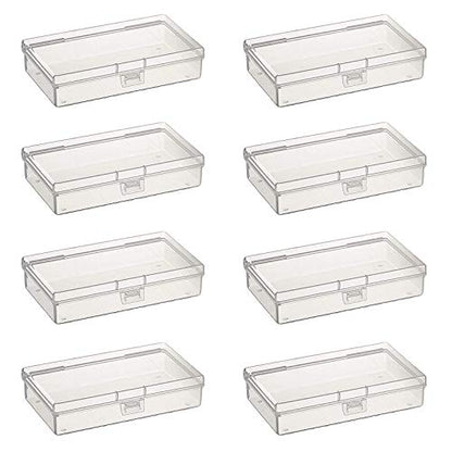 Goodma 8 Pieces Rectangular Clear Plastic Organizer Box, 135 x 80 x 30 mm | 135 x 80 x 30 mm, Hinged Lids, For Small Items, Craft Projects - size: 135 x 80 x 30 mm