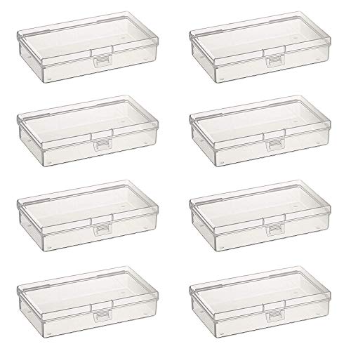 Goodma 8 Pieces Rectangular Clear Plastic Organizer Box, 135 x 80 x 30 mm | 135 x 80 x 30 mm, Hinged Lids, For Small Items, Craft Projects - size: 135 x 80 x 30 mm