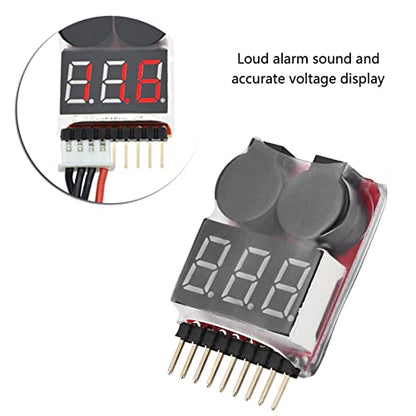 3Pcs RC Lipo Battery Tester & Alarm | 1S - 8S Voltage Checker for LiPo/Li - ion/LiMn/Li - Fe | Loud Buzzer & LED Alert | Avoid Over Discharge | Sturdy Plastic Shell