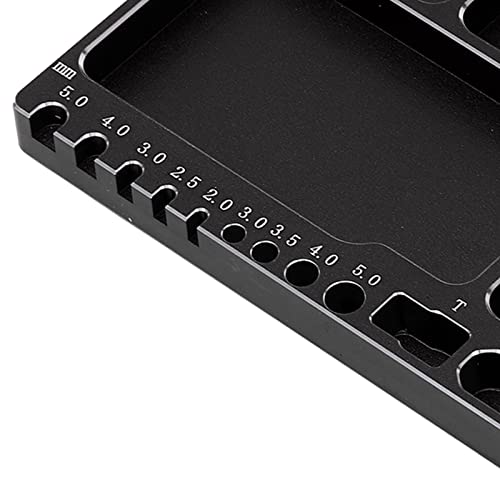 RC Magnetic Tray, 16x10x1.1cm Universal Aluminium Alloy Screw Tray RC Model Repair Tool Tray with Magnetic Pad for RC Trucks (Black) - color: Black