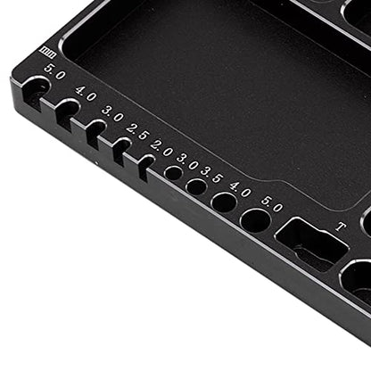 RC Magnetic Tray, 16x10x1.1cm Universal Aluminium Alloy Screw Tray RC Model Repair Tool Tray with Magnetic Pad for RC Trucks (Black) - color: Black