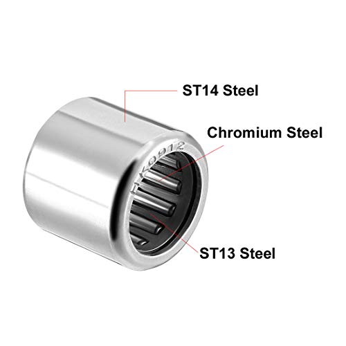 uxcell HK0912 Drawn Cup Needle Roller Bearings, Open End, 9mm Bore Dia, 13mm OD, 12mm Width (Pack of 10) - size: 9x13x12mm
