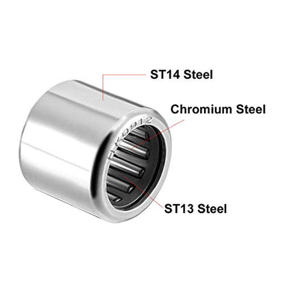 uxcell HK0912 Drawn Cup Needle Roller Bearings, Open End, 9mm Bore Dia, 13mm OD, 12mm Width (Pack of 10) - size: 9x13x12mm