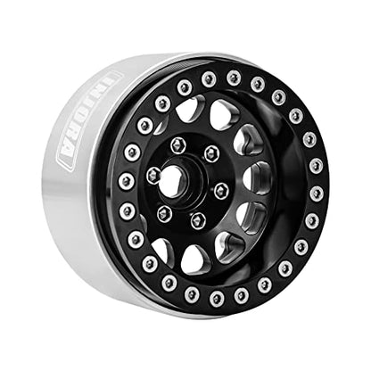 INJORA 1.9 Beadlock Wheel Offset -10.4mm for 1/10 RC Crawler (Black) - color: Black