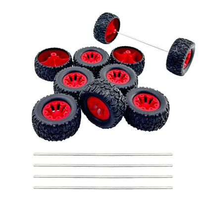 10PCS Toy Car Wheels Toy Car Rubber Tire Wheels with 5PCS Shaft Round Rod Axles for RC Car Truck Robot DIY Model Toy Parts (2x20x44mm) - style: 2x20x44mm