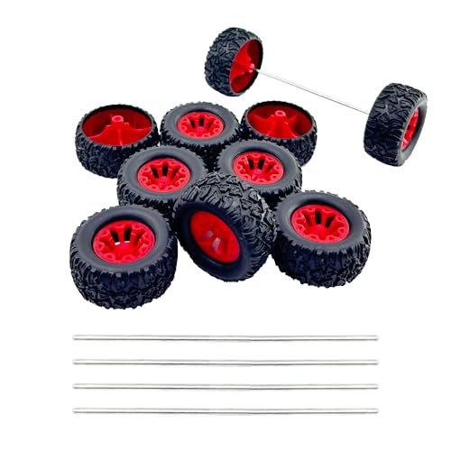 10PCS Toy Car Wheels Toy Car Rubber Tire Wheels with 5PCS Shaft Round Rod Axles for RC Car Truck Robot DIY Model Toy Parts (2x20x44mm) - style: 2x20x44mm