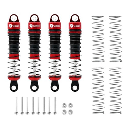 4PCS Aluminum RC Oil-Filled Shock Absorber Damper Set Replaceable Linear Rate Springs & Progressive Rate Springs for HPI Venture18 1/18 RC Crawler Upgrade,Red