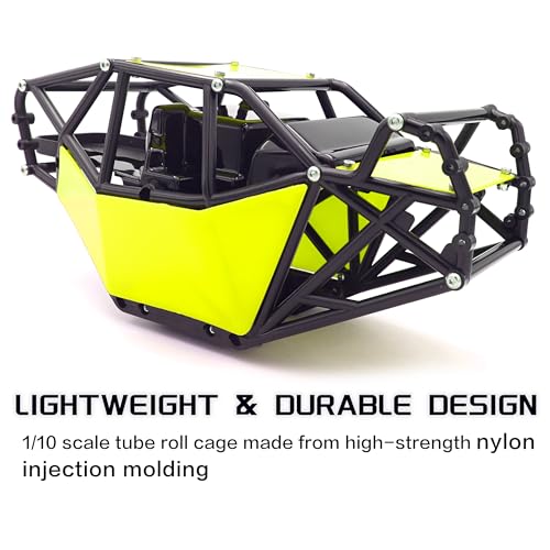 Nylon Rock Buggy Roll Cage Body Shell Chassis Kit for SCX10 ll 90046(Green) | Roll Cage Rock Buggy Body Shell,1/10 RC Crawler Upgrade Parts,High-strength,Easy Assembled - color: Green