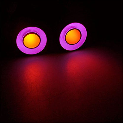 QUE-T 17mm 2 LEDs Angel Eyes & Demon Eyes LED Headlight/Back Light for 1:10 RC Model Crawler Cars, (Purple + Yellow, 17MM) - color: Purple + Yellow, size: 17MM