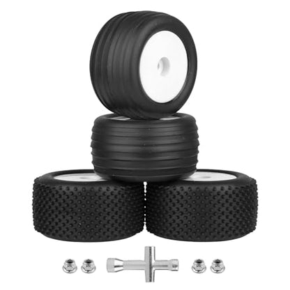 8mm Hex Preglued 1/18 Off-Road Wheels and Tires High Traction for Losi Mini-T 2.0 Brushless Stadium Truck - color: White