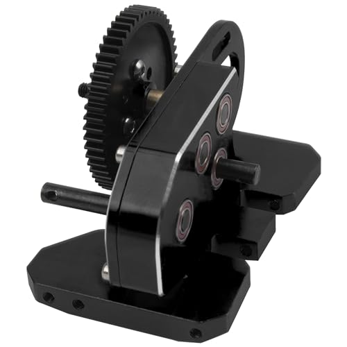 ShareGoo Aluminum 2Low Gearbox Middle Transmission w/Overdrive Gear for LCG Chassis Compatible with Axial SCX10 II III 90046 Capra TRX4 1/10 RC Crawler (Black) - color: Black