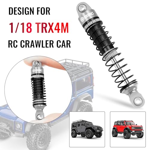 OGRC 60mm Long Travel RC Shock Absorber Oil Damper for TRX4M 1/18 RC Car | Oil-filled, Aluminum, for Traxxas TRX4M Upgrade Parts, Grey - color: Black Grey