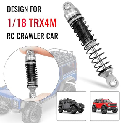 OGRC 60mm Long Travel RC Shock Absorber Oil Damper for TRX4M 1/18 RC Car | Oil-filled, Aluminum, for Traxxas TRX4M Upgrade Parts, Grey - color: Black Grey