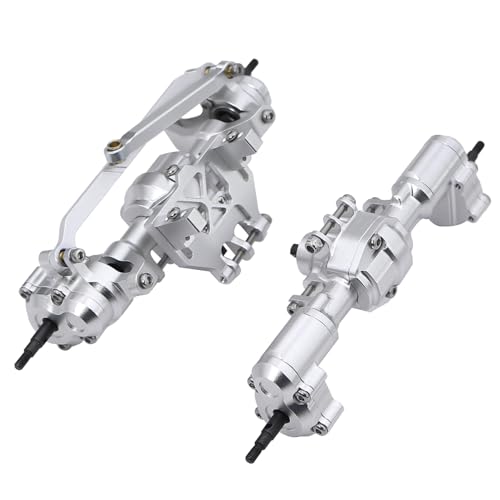 Aluminum Front Rear Portal Axle Complete Axles Set with Servo Mount for 1/18 RC Crawler Redcat Ascent-18 Ascent18 Upgrade Parts (Silver) - color: Silver