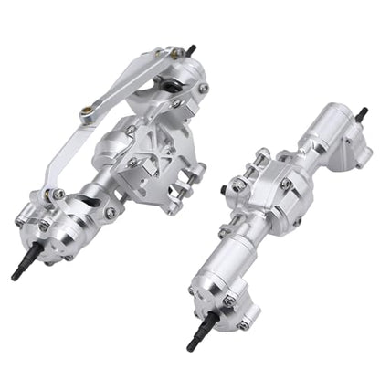 Aluminum Front Rear Portal Axle Complete Axles Set with Servo Mount for 1/18 RC Crawler Redcat Ascent-18 Ascent18 Upgrade Parts (Silver) - color: Silver