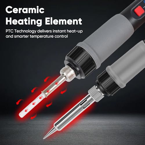 Soldering Iron Kit, 60W Soldering Tools with LCD Digital Display, 180°-500°C / 356°-932°F Adjustable Temperature, 5 Tips for Electronics Repair, Jewelry, DIY Projects