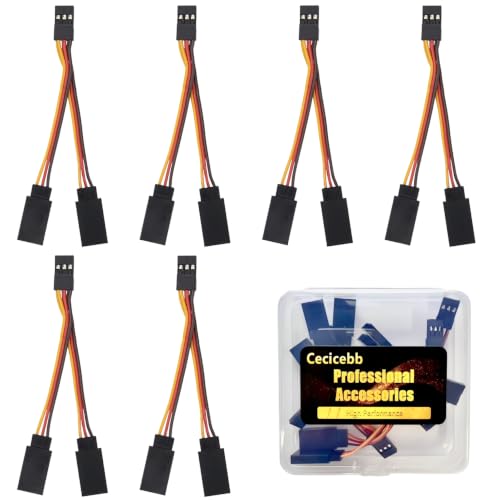 6 Pcs 7cm JR/Futaba Style Servo Extension Cable 1 to 2 Y Harness Leads Splitter Cable Male to Female Extension Lead Wire for RC Models Drone Car