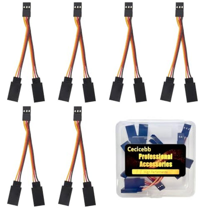 6 Pcs 7cm JR/Futaba Style Servo Extension Cable 1 to 2 Y Harness Leads Splitter Cable Male to Female Extension Lead Wire for RC Models Drone Car