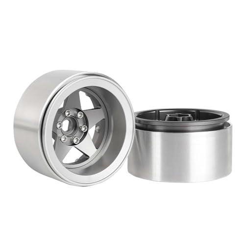 Aluminum 2.2" Beadlock Wheel Offset -10mm Metal Rims for SCX10 RR10 TRX4 VS4-10 Gen8 1/10 RC Crawler Car Upgrade Parts (5-Spoke, Gray) - color: 5-spoke, Gray