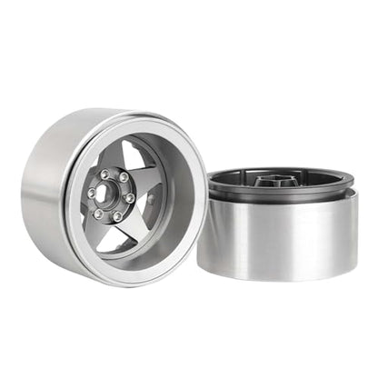 Aluminum 2.2" Beadlock Wheel Offset -10mm Metal Rims for SCX10 RR10 TRX4 VS4-10 Gen8 1/10 RC Crawler Car Upgrade Parts (5-Spoke, Gray) - color: 5-spoke, Gray