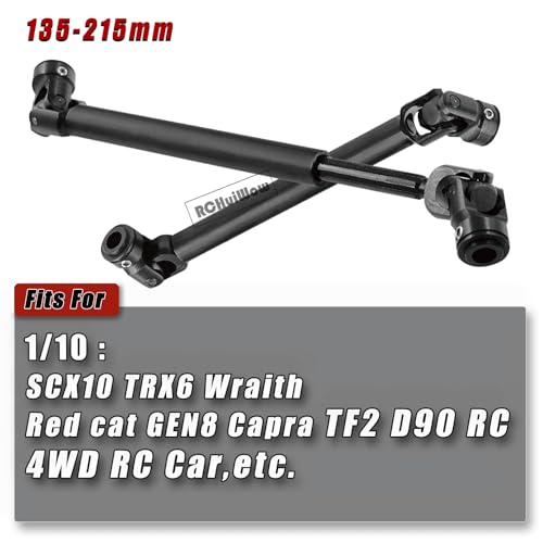 Universal Drive Shaft(135-215MM) Upgrades Part for 1/10 SCX10 II Red cat D90 Gen7/Pro GEN8 RC 4WD,Harden Steel #45 RC Driveshafts,2PCS,Black - size: 135-215mm(2pcs)