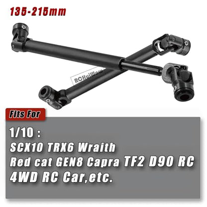 Universal Drive Shaft(135-215MM) Upgrades Part for 1/10 SCX10 II Red cat D90 Gen7/Pro GEN8 RC 4WD,Harden Steel #45 RC Driveshafts,2PCS,Black - size: 135-215mm(2pcs)