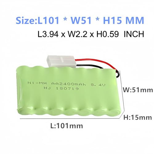 8.4V 2400mAh NiMH Battery Pack Rechargeable AA Battery with Standard Tamiya Connector for RC Car RC Truck Tank 1 Pack 8.4V Battery
