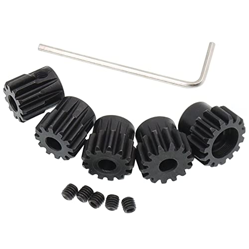 5PCS Metal Steel M1 Pinion Gear Sets 11T 12T 13T 14T 15T fit 5mm RC Motor Shaft Gears Compatible with Arrma Traxxas Axial HSP Redcat Losi 1/8 1/10 Scale RC Car Truck Buggy